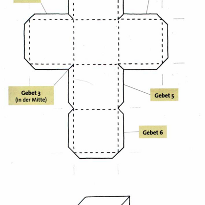 Anleitung für den Bau eines Gebetswürfels mit sechs kleinen Gebeten
